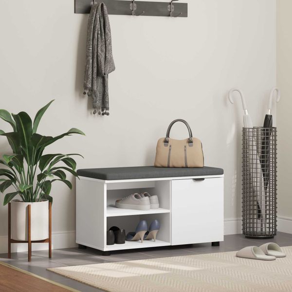 vidaXL Predsieňová lavica s vankúšom s poličkou Biely 80 x 38 x 46 cm