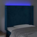 vidaXL Čelo postele s LED tmavomodré 103x16x118/128 cm zamat