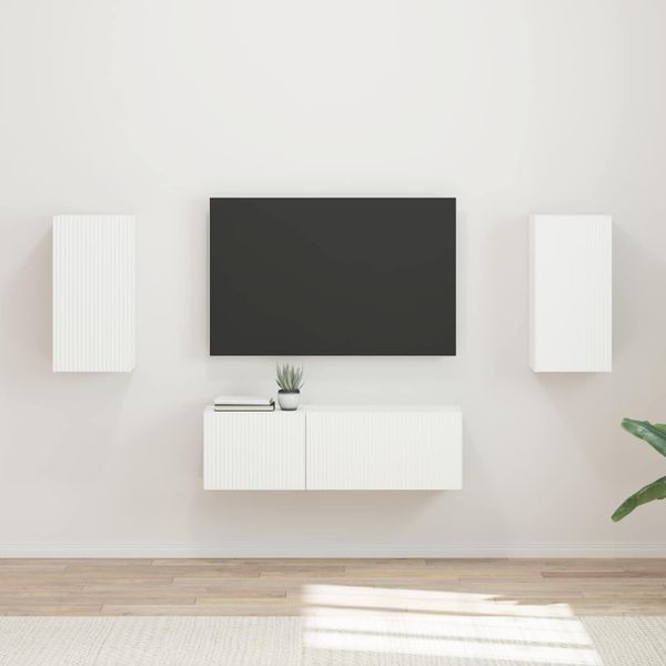 vidaXL Sada nástenného kabinetu na TV 4 pcs Biela Kompozitné drevo