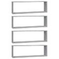 vidaXL Kockové police 4 ks sivé sonoma 80x15x26,5 cm spracované drevo