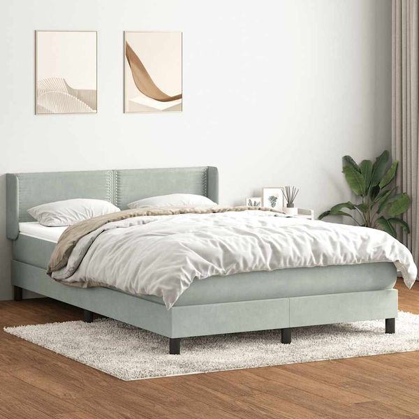 vidaXL Box Spring Posteľ s matracom Svetlosivá 160x220 cm Zamat