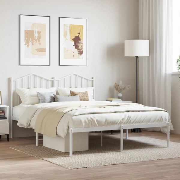vidaXL Kovový rám postele s čelom biely 140x200 cm