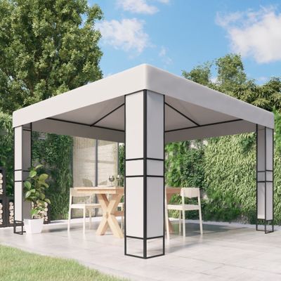 vidaXL Altánok s dvojitou strieškou 3x3 m, biely