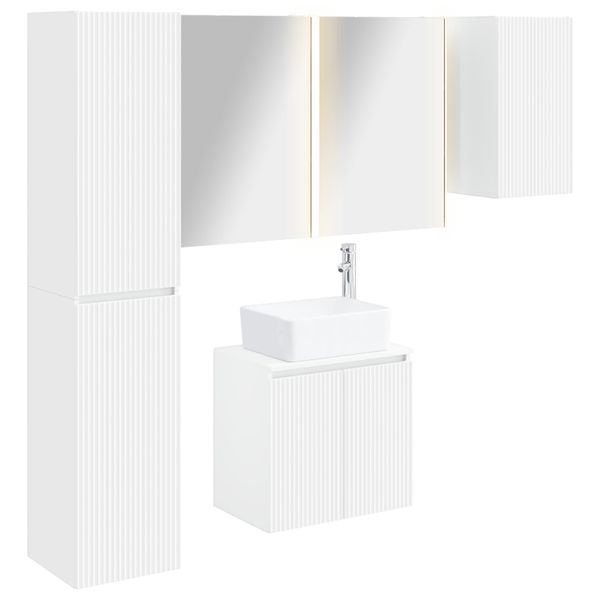 vidaXL Set kabinetov do kúpeľne 5 pcs Biela 53 x 15,5 x 70 cm