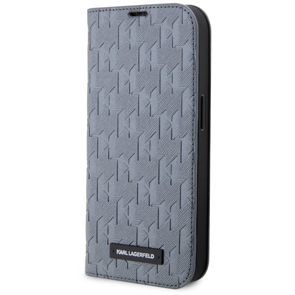Puzdro Karl Lagerfeld pre iPhone 14 6,1" KLBKP14SSAKLHPG strieborná BT Saffiano Mono