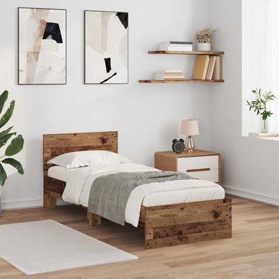 vidaXL Rám postele Staré drevo 75 x 190 cm Kompozitné drevo