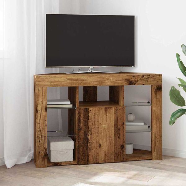 vidaXL Rohový LED TV kabinet 100x40x68cm Staré drevo Kompozitné drevo