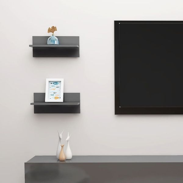 vidaXL Nástenné police 2 ks lesklé sivé 40x11,5x18 cm