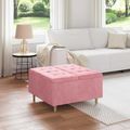 vidaXL Ottoman s Úložným Priestorom Ružová 80 x 80 x 45 cm Zamat