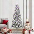 vidaXL Umelý Sklápací Vianočný Stromček 300 LED Zelená a biela 210 cm