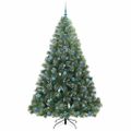 vidaXL Umelý vianočný stromček s 300 LED-i Zelená 210 cm PE a PVC