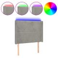 vidaXL Čelo postele s LED bledosivé 103x16x118/128 cm zamat