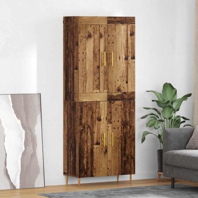 vidaXL Highboard Staré drevo 69,5 x 34 x 180 cm Kompozitné drevo