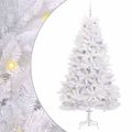 vidaXL Umelý Sklápací Vianočný Stromček Biela 210 cm PVC a oceľ
