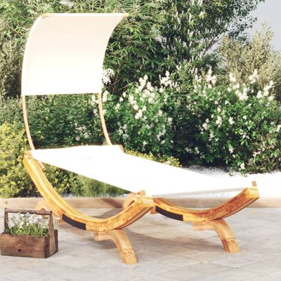 vidaXL Vonkajšia posteľ a strieška 100x200x126cm ohýbaný masív krémová