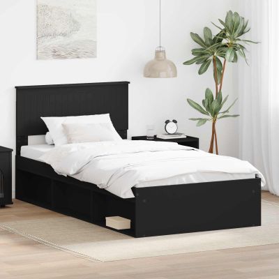 vidaXL Rám postele Čierna 100 x 200 cm Masívne borovicové drevo