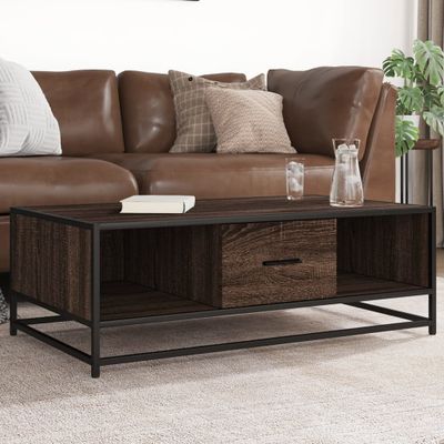 vidaXL Konferenčný stolík hnedý dub 100x57x35 cm kompozit. drevo a kov