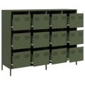 VidaXL Príborník Olive Green 135x39x103,5 cm Oceľ valcovaná za studena