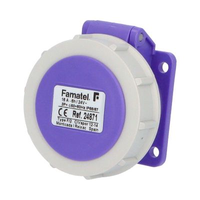 Zásuvka vestavná 24871 IP67 24V 16A 3P priama
