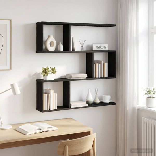 vidaXL Stenná polica Čierny dub 80 x 12 x 79,5 cm Kompozitné drevo
