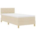 vidaXL LED box s pružinami s LED pásikmi Krémová 90 x 190 cm látka