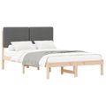 vidaXL Rám postele s čalúneným čelom Tmavo šedá 135 x 190 cm