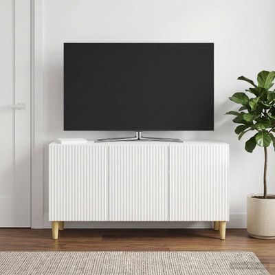 vidaXL TV skrinka 99 x 34,5 x 50 cm Biela s vysokým leskom