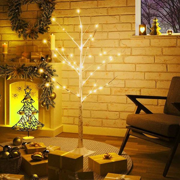 vidaXL LED strom s dizajnom bielej brezy 48 teplých bielych LED 120cm