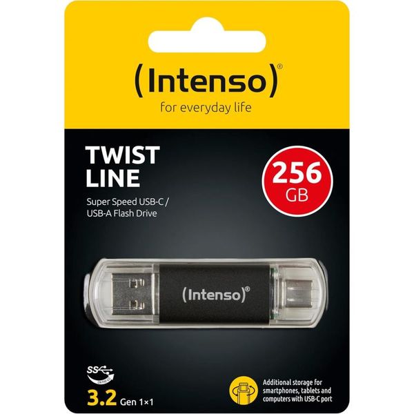 INTENSO Twist Line, USB-C/USB-A, USB Kľúč, 256GB