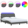 vidaXL Rám postele s LED bez matraca tmavosivá 160x200 cm látka
