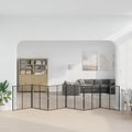 vidaXL Psia brána 6 ks Čierna 100 x 100 cm Pozinkovaná oceľ