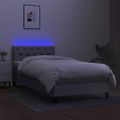 vidaXL Posteľ boxsping s matracom a LED bledosivá 80x200 cm látka