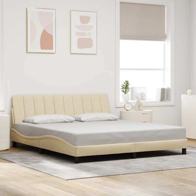 vidaXL Rám postele bez matraca Hanko krémová 180x200 cm látka