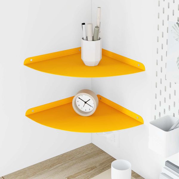 vidaXL Závesná polica s poličkou 2 pcs Horčicová žltá 30 x 30 x 2 cm
