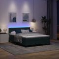 vidaXL LED box s pružinami Tmavozelená 140 x 190 cm Zamat