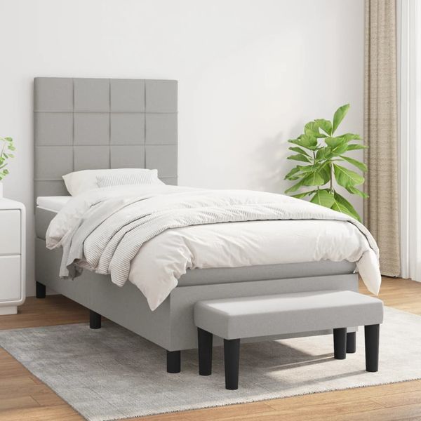 vidaXL Posteľný rám boxsping s matracom bledosivý 80x200 cm látka