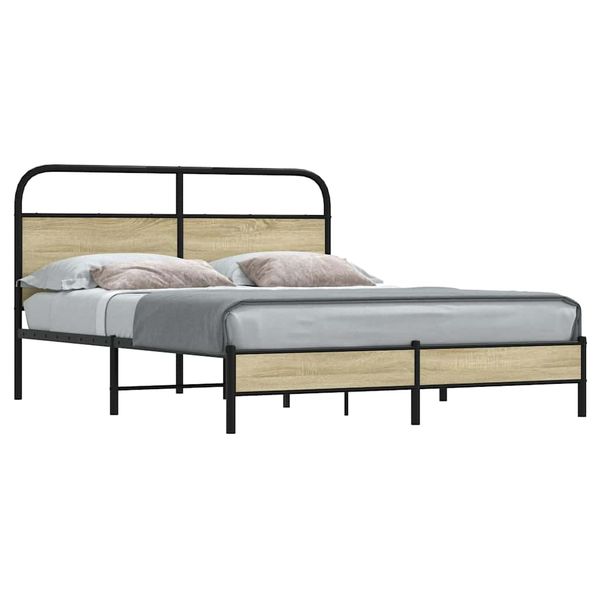 vidaXL Posteľný rám bez matraca 150x200 cm dub sonoma kompozitné drevo
