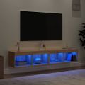 vidaXL TV skrinky s LED svetlami 2 ks dub sonoma 80x30x30 cm