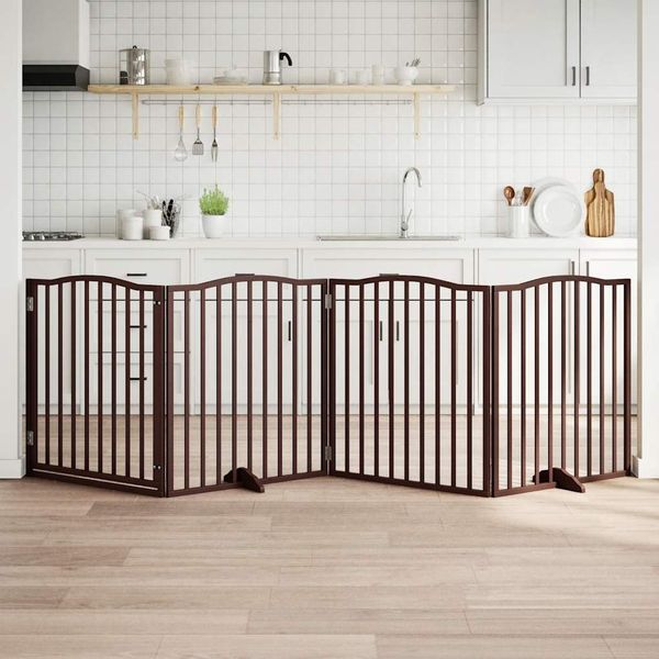 vidaXL Brána pre psa dvere sklad. 4 panely 320 cm topoľové drevo