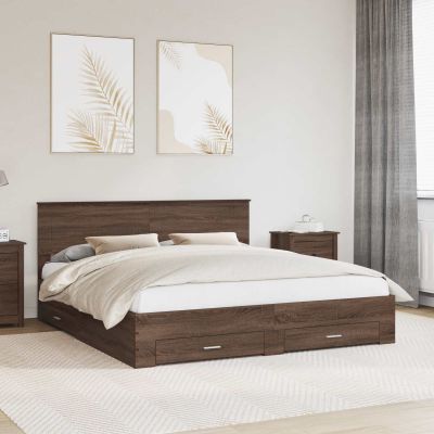vidaXL Rám postele Hnedý dub a striebro 200 x 200 cm Kompozitné drevo