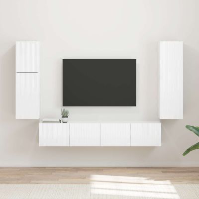 vidaXL Zostava TV skriniek 4 pcs Vysoký lesk bielej Kompozitné drevo