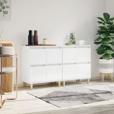 vidaXL Komody 2 ks lesklé biele 60x35x70 cm kompozitné drevo