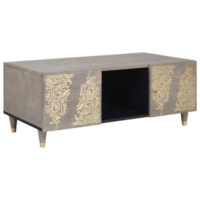 vidaXL Konferenčný stolík Sivá 100 x 54 x 40 cm Masívne mango drevo
