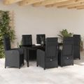 vidaXL Záhradný jedálenský set 7 ks Čierna polyratan