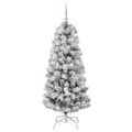 vidaXL Umelý Sklápací Vianočný Stromček 150 LED Zelená a biela 150 cm