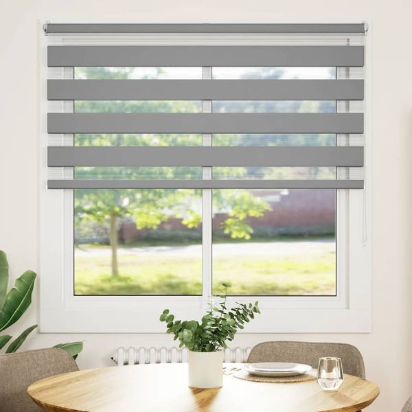 vidaXL Zebrová roleta 140,9x175 cm Šírka látky 136,7 cm sivá