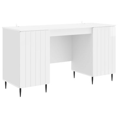 vidaXL Stôl Biela s vysokým leskom 142,5 x 50 x 75 cm Kompozitné drevo