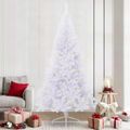 vidaXL Umelý vianočný stromček s 300 LED-i Biela 240 cm PVC a oceľ