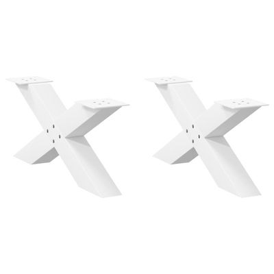vidaXL Nohy konferenčného stolíka v tvare X, 2 ks, biele, 70 x (30-31) cm, oceľové