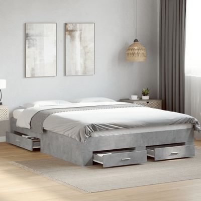 vidaXL Posteľný rám so zásuvkami betónovosivý 160x200cm kompozit.drevo